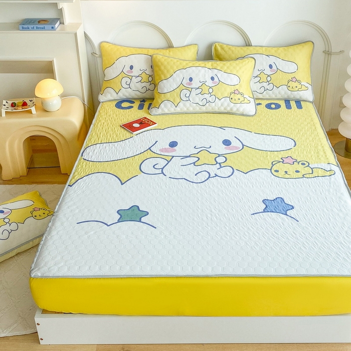 91家纺网 家纺一手货源 找家纺 一电 2025新款牛奶丝凉席床笠可水洗凉感丝凉席学生宿舍单人裸睡空调席-系列二 软萌玉贵狗