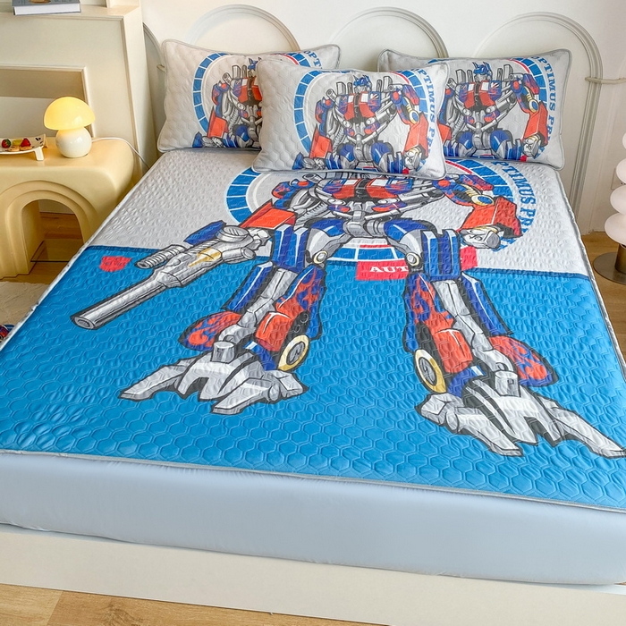 91家纺网 家纺一手货源 找家纺 一电 2025新款牛奶丝凉席床笠可水洗凉感丝凉席学生宿舍单人裸睡空调席-系列二 圈圈机器人