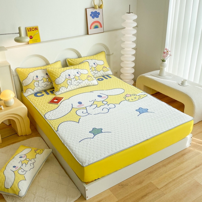 91家纺网 家纺一手货源 找家纺 一电 2025新款牛奶丝凉席床笠可水洗凉感丝凉席学生宿舍单人裸睡空调席-系列二 软萌玉贵狗