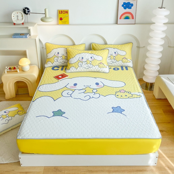 91家纺网 家纺一手货源 找家纺 一电 2025新款牛奶丝凉席床笠可水洗凉感丝凉席学生宿舍单人裸睡空调席-系列二 软萌玉贵狗