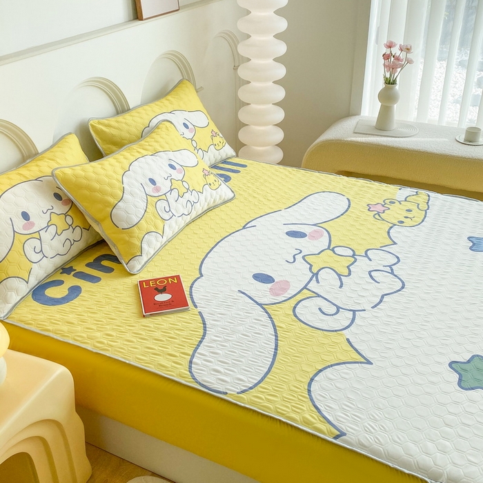 91家纺网 家纺一手货源 找家纺 一电 2025新款牛奶丝凉席床笠可水洗凉感丝凉席学生宿舍单人裸睡空调席-系列二 软萌玉贵狗