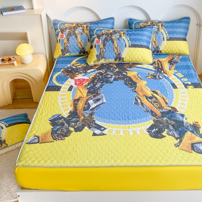 91家纺网 家纺一手货源 找家纺 一电 2025新款牛奶丝凉席床笠可水洗凉感丝凉席学生宿舍单人裸睡空调席-系列二 黄蜂机器人