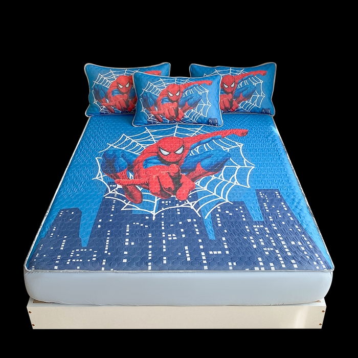 91家纺网 家纺一手货源 找家纺 一电 2025新款牛奶丝凉席床笠可水洗凉感丝凉席学生宿舍单人裸睡空调席-系列二 蜘蛛侠