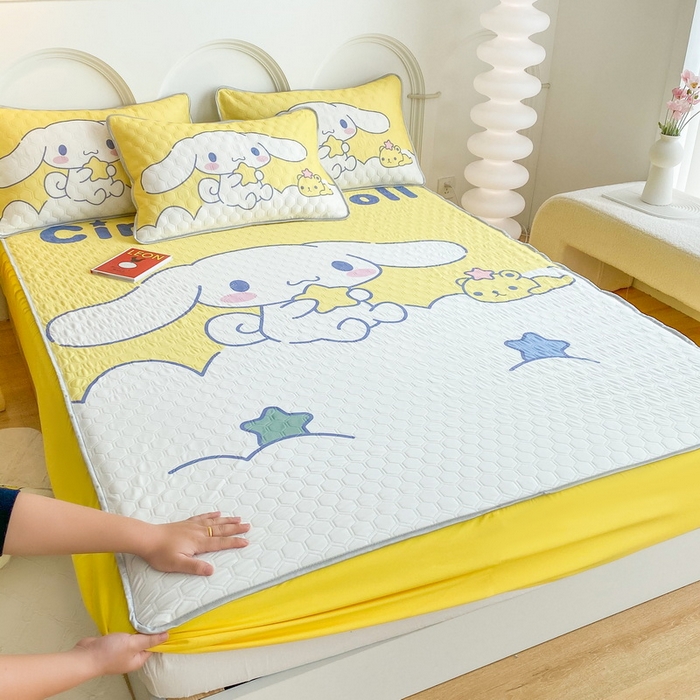 91家纺网 家纺一手货源 找家纺 一电 2025新款牛奶丝凉席床笠可水洗凉感丝凉席学生宿舍单人裸睡空调席-系列二 软萌玉贵狗