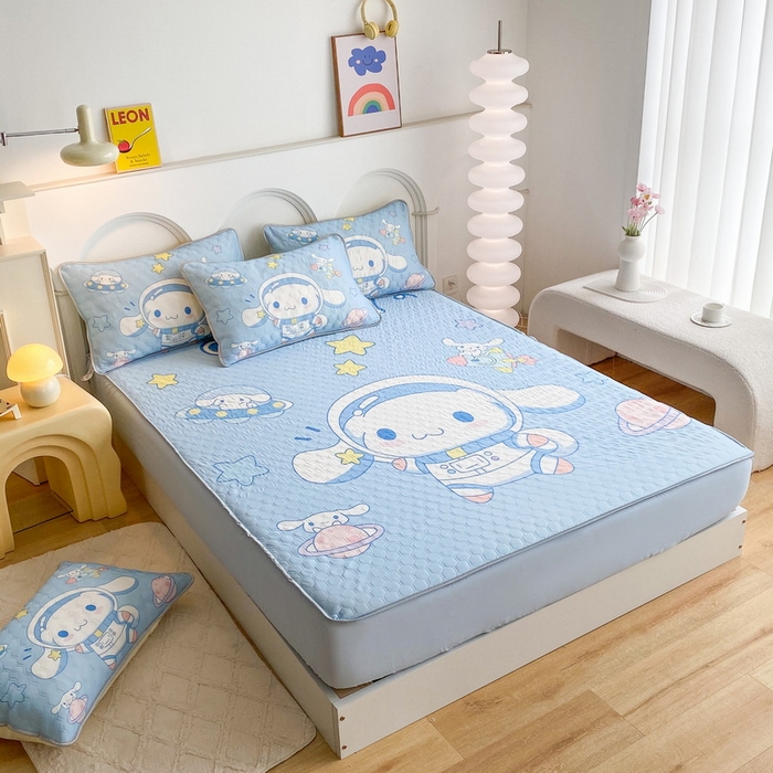 91家纺网 家纺一手货源 找家纺 一电 2025新款牛奶丝凉席床笠可水洗凉感丝凉席学生宿舍单人裸睡空调席-系列二 太空玉桂狗