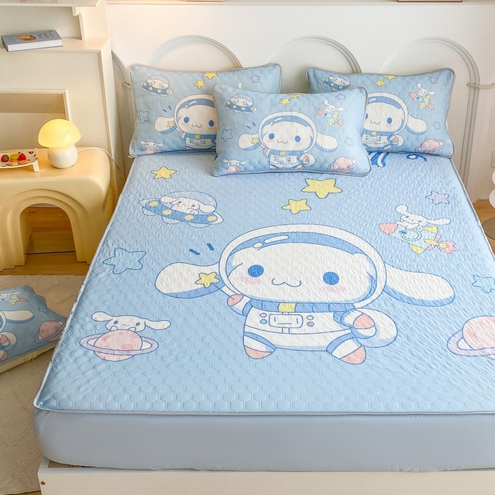 91家纺网 家纺一手货源 找家纺 一电 2025新款牛奶丝凉席床笠可水洗凉感丝凉席学生宿舍单人裸睡空调席-系列二 太空玉桂狗