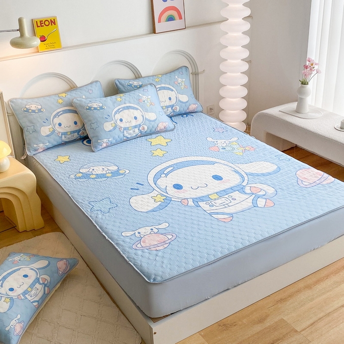 91家纺网 家纺一手货源 找家纺 一电 2025新款牛奶丝凉席床笠可水洗凉感丝凉席学生宿舍单人裸睡空调席-系列二 太空玉桂狗