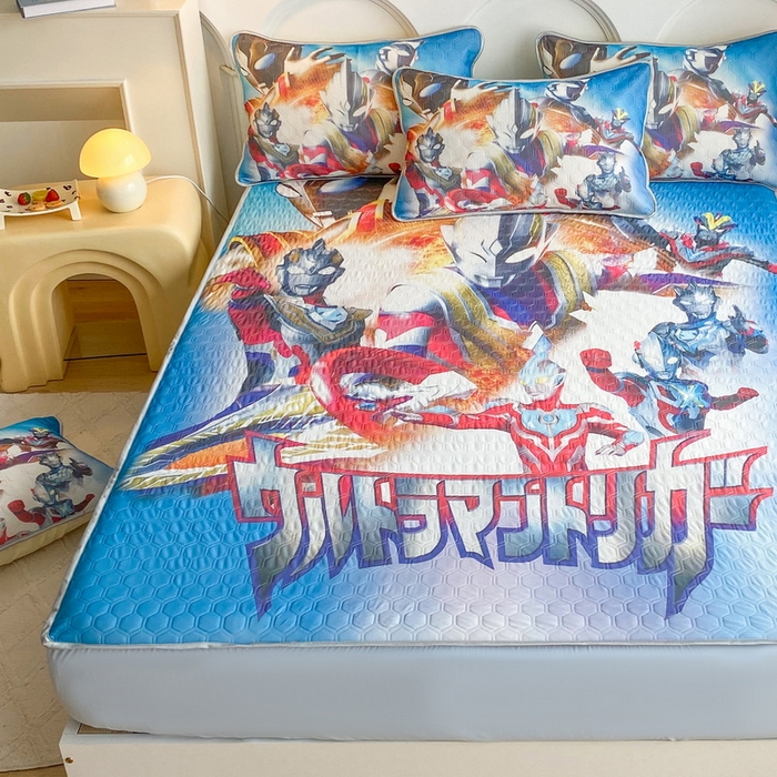 91家纺网 家纺一手货源 找家纺 一电 2025新款牛奶丝凉席床笠可水洗凉感丝凉席学生宿舍单人裸睡空调席-系列二 闪电奥特曼