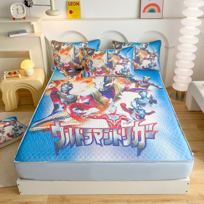 91家纺网 家纺一手货源 找家纺 一电 2025新款牛奶丝凉席床笠可水洗凉感丝凉席学生宿舍单人裸睡空调席-系列二 闪电奥特曼