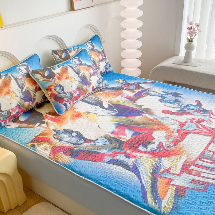 91家纺网 家纺一手货源 找家纺 一电 2025新款牛奶丝凉席床笠可水洗凉感丝凉席学生宿舍单人裸睡空调席-系列二 闪电奥特曼