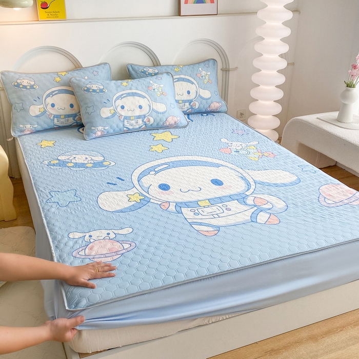 91家纺网 家纺一手货源 找家纺 一电 2025新款牛奶丝凉席床笠可水洗凉感丝凉席学生宿舍单人裸睡空调席-系列二 太空玉桂狗