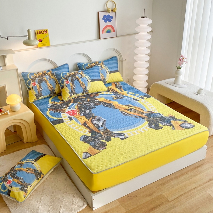 91家纺网 家纺一手货源 找家纺 一电 2025新款牛奶丝凉席床笠可水洗凉感丝凉席学生宿舍单人裸睡空调席-系列二 黄蜂机器人