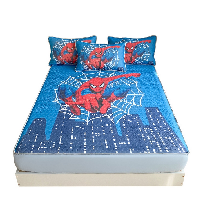 91家纺网 家纺一手货源 找家纺 一电 2025新款牛奶丝凉席床笠可水洗凉感丝凉席学生宿舍单人裸睡空调席-系列二 蜘蛛侠