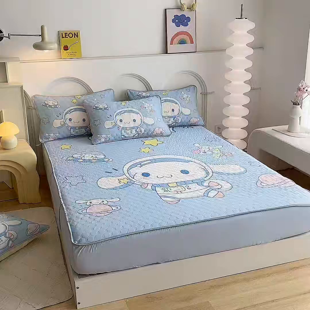 91家纺网 家纺一手货源 找家纺 一电 2025新款牛奶丝凉席床笠可水洗凉感丝凉席学生宿舍单人裸睡空调席-系列二 太空玉桂狗