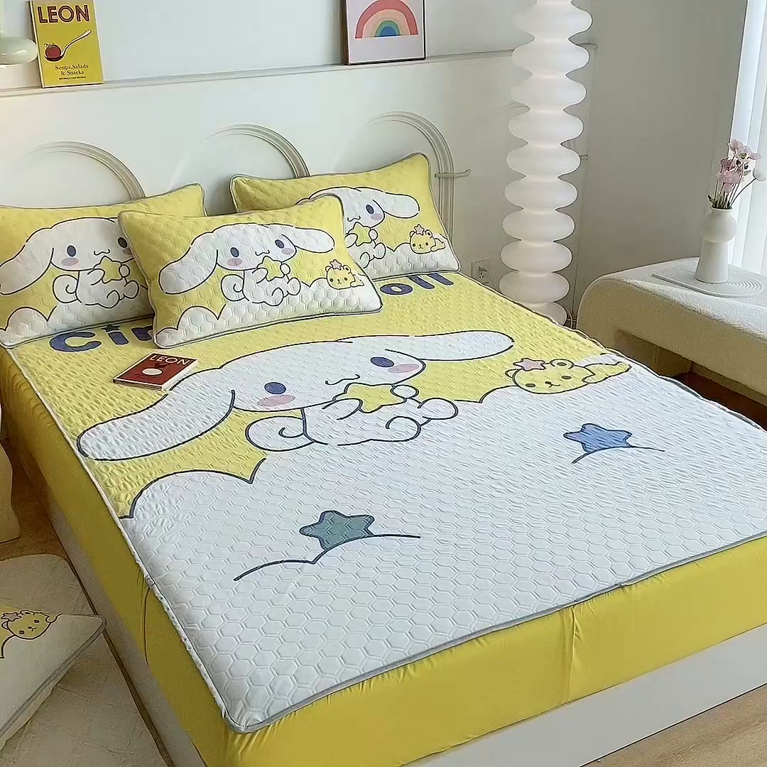 91家纺网 家纺一手货源 找家纺 一电 2025新款牛奶丝凉席床笠可水洗凉感丝凉席学生宿舍单人裸睡空调席-系列二 软萌玉贵狗