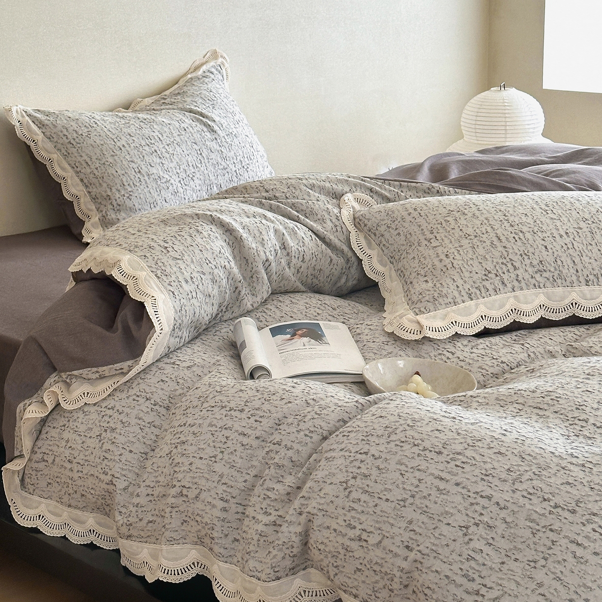 91家纺网 家纺一手货源 找家纺 （总）月夏 2025新款全棉色织四件套-星空点点系列