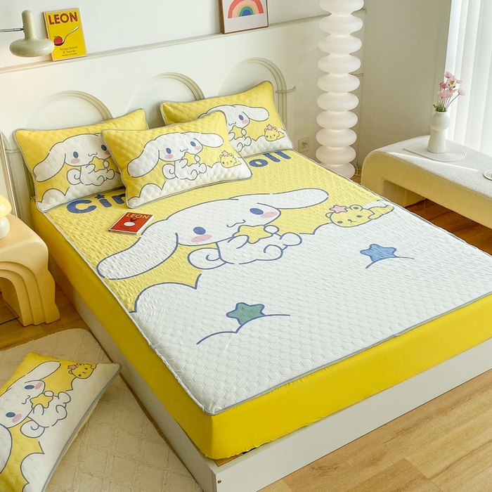 91家纺网 家纺一手货源 找家纺 一电 2025新款牛奶丝凉席床笠可水洗凉感丝凉席学生宿舍单人裸睡空调席-系列二 软萌玉贵狗