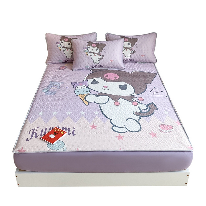 91家纺网 家纺一手货源 找家纺 一电 2025新款牛奶丝凉席床笠可水洗凉感丝凉席学生宿舍单人裸睡空调席-系列二 甜筒库洛米