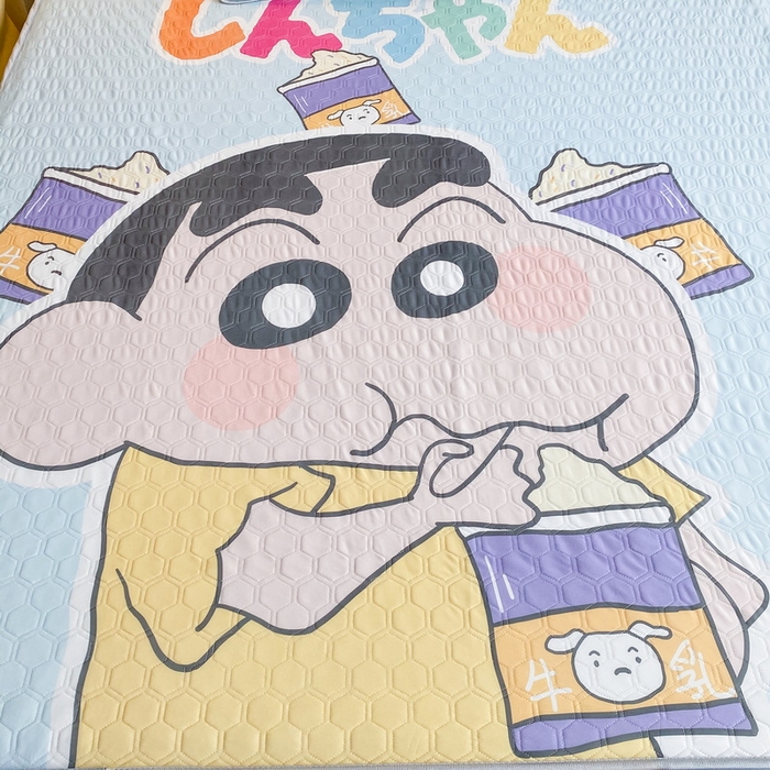 91家纺网 家纺一手货源 找家纺 一电 2025新款牛奶丝凉席床笠可水洗凉感丝凉席学生宿舍单人裸睡空调席-系列二 奶茶小新