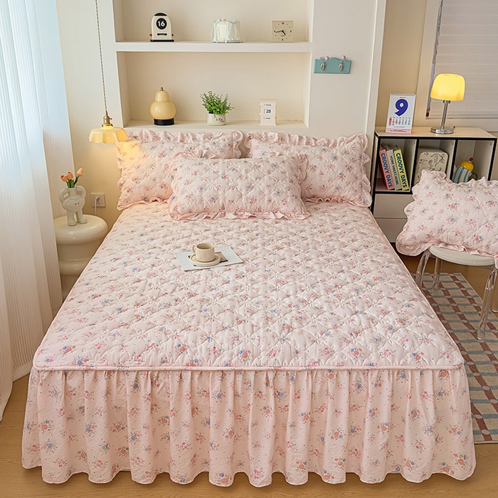 91家纺网 家纺一手货源 找家纺 （总）鼎丰家纺 2025新款水洗皱皱纱夹棉床裙