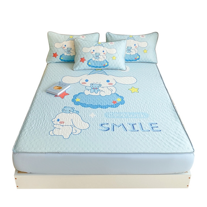 91家纺网 家纺一手货源 找家纺 一电 2025新款牛奶丝凉席床笠可水洗凉感丝凉席学生宿舍单人裸睡空调席-系列二 小熊玉桂狗