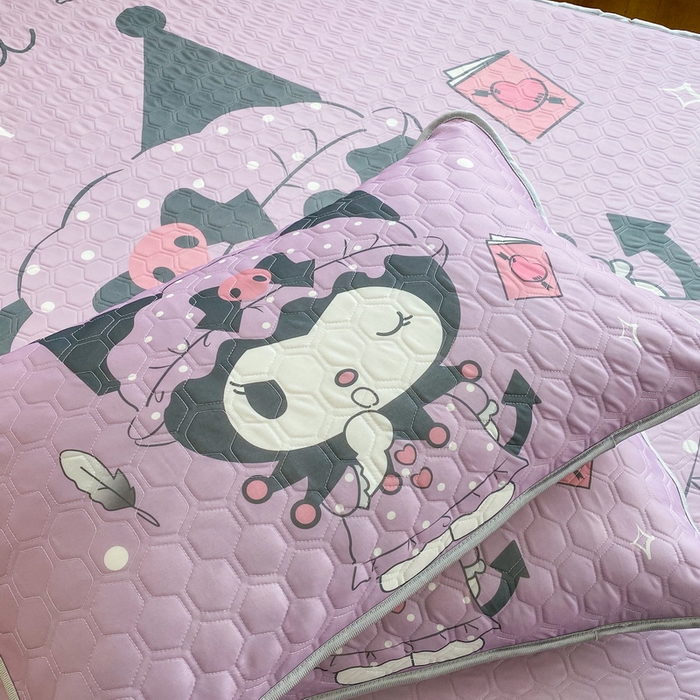 91家纺网 家纺一手货源 找家纺 一电 2025新款牛奶丝凉席床笠可水洗凉感丝凉席学生宿舍单人裸睡空调席-系列二 魔法库洛米