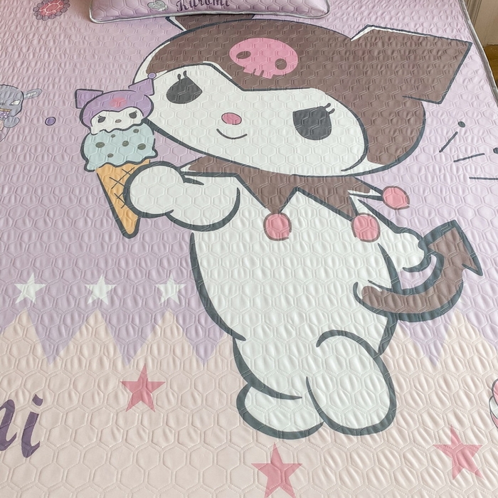 91家纺网 家纺一手货源 找家纺 一电 2025新款牛奶丝凉席床笠可水洗凉感丝凉席学生宿舍单人裸睡空调席-系列二 甜筒库洛米