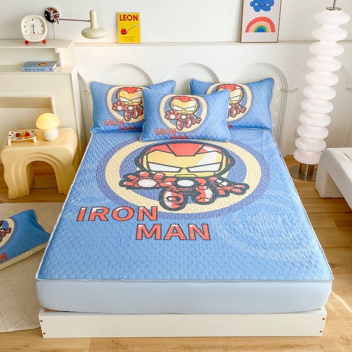 91家纺网 家纺一手货源 找家纺 一电 2025新款牛奶丝凉席床笠可水洗凉感丝凉席学生宿舍单人裸睡空调席-系列二 钢铁侠