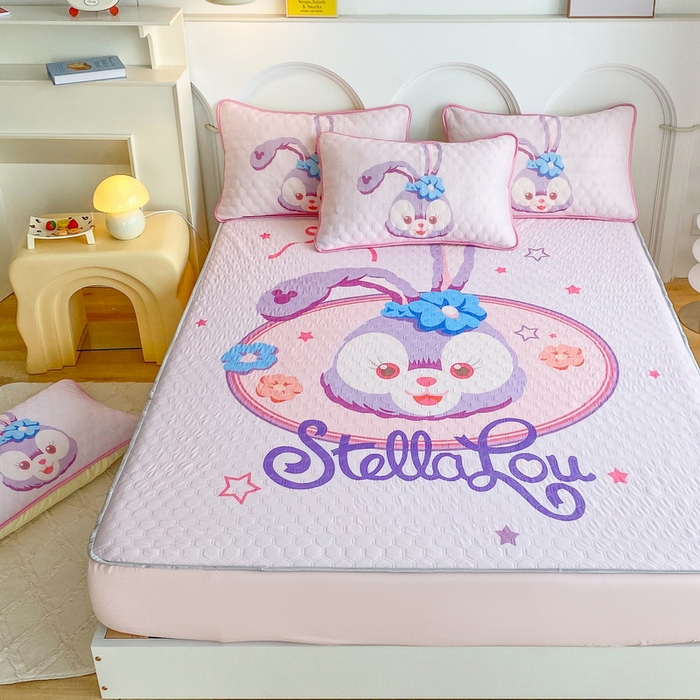 91家纺网 家纺一手货源 找家纺 一电 2025新款牛奶丝凉席床笠可水洗凉感丝凉席学生宿舍单人裸睡空调席-系列二 可爱星黛露