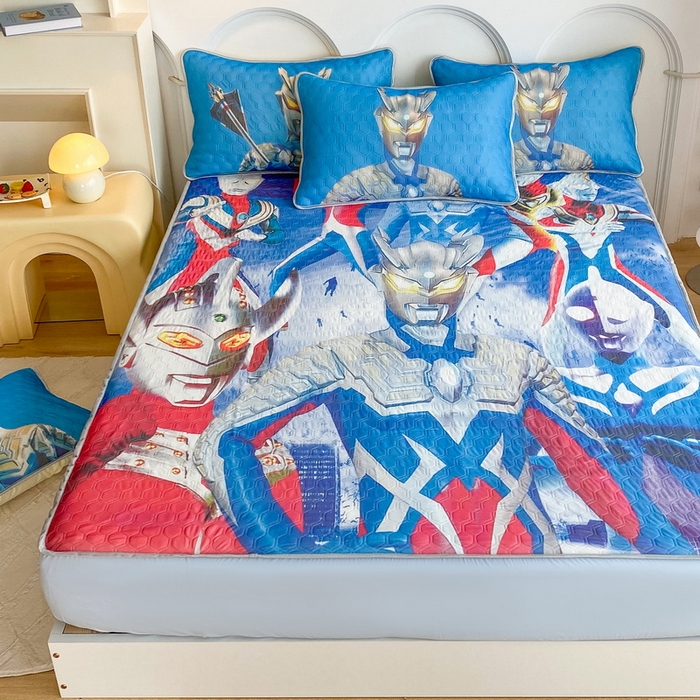 91家纺网 家纺一手货源 找家纺 一电 2025新款牛奶丝凉席床笠可水洗凉感丝凉席学生宿舍单人裸睡空调席-系列二 奥特家族