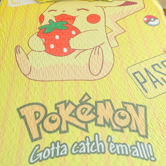 91家纺网 家纺一手货源 找家纺 一电 2025新款牛奶丝凉席床笠可水洗凉感丝凉席学生宿舍单人裸睡空调席-系列二 草莓皮卡丘