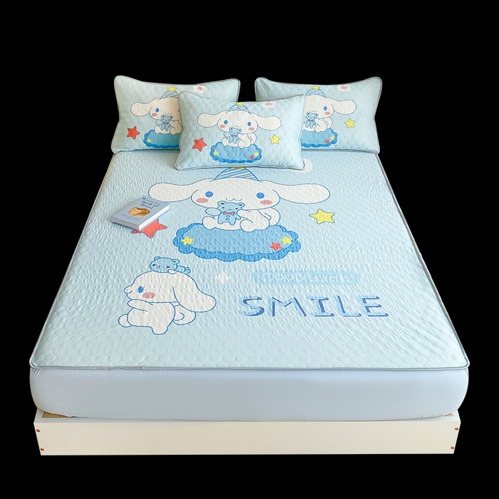 91家纺网 家纺一手货源 找家纺 一电 2025新款牛奶丝凉席床笠可水洗凉感丝凉席学生宿舍单人裸睡空调席-系列二 小熊玉桂狗