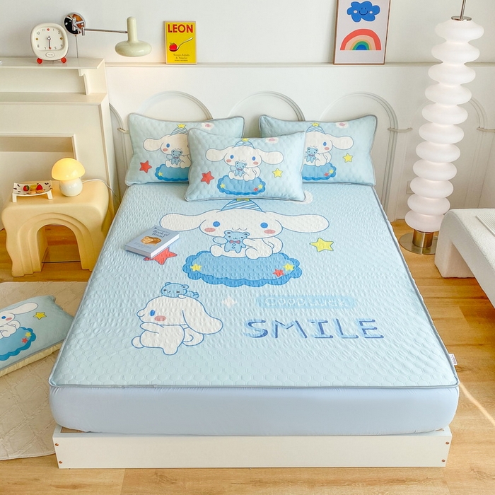 91家纺网 家纺一手货源 找家纺 一电 2025新款牛奶丝凉席床笠可水洗凉感丝凉席学生宿舍单人裸睡空调席-系列二 小熊玉桂狗