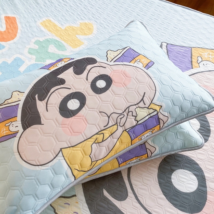 91家纺网 家纺一手货源 找家纺 一电 2025新款牛奶丝凉席床笠可水洗凉感丝凉席学生宿舍单人裸睡空调席-系列二 奶茶小新