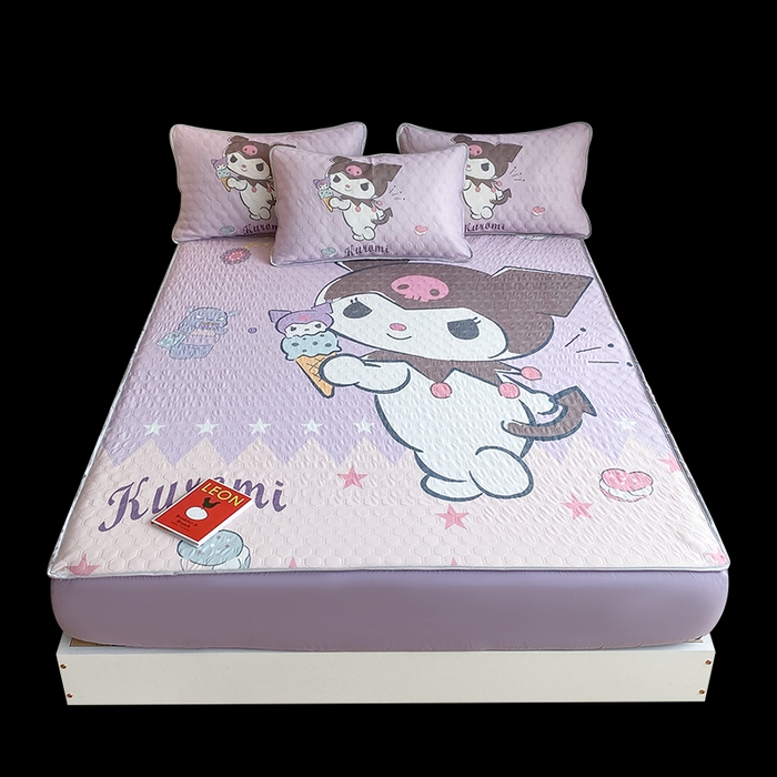 91家纺网 家纺一手货源 找家纺 一电 2025新款牛奶丝凉席床笠可水洗凉感丝凉席学生宿舍单人裸睡空调席-系列二 甜筒库洛米