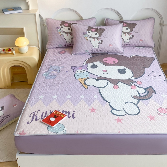 91家纺网 家纺一手货源 找家纺 一电 2025新款牛奶丝凉席床笠可水洗凉感丝凉席学生宿舍单人裸睡空调席-系列二 甜筒库洛米