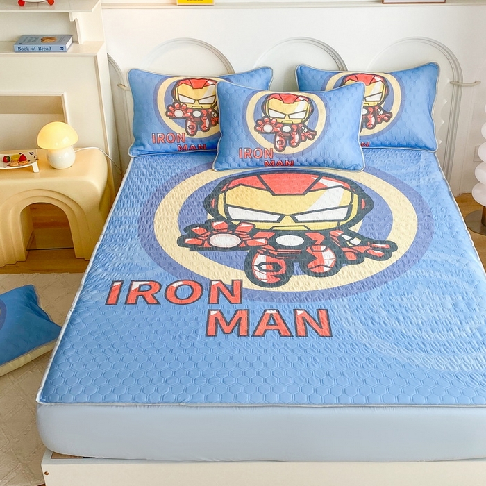 91家纺网 家纺一手货源 找家纺 一电 2025新款牛奶丝凉席床笠可水洗凉感丝凉席学生宿舍单人裸睡空调席-系列二 钢铁侠