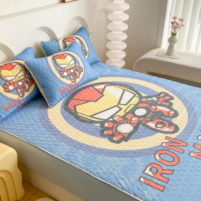 91家纺网 家纺一手货源 找家纺 一电 2025新款牛奶丝凉席床笠可水洗凉感丝凉席学生宿舍单人裸睡空调席-系列二 钢铁侠