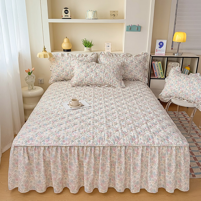 91家纺网 家纺一手货源 找家纺 （总）鼎丰家纺 2025新款水洗皱皱纱夹棉床裙