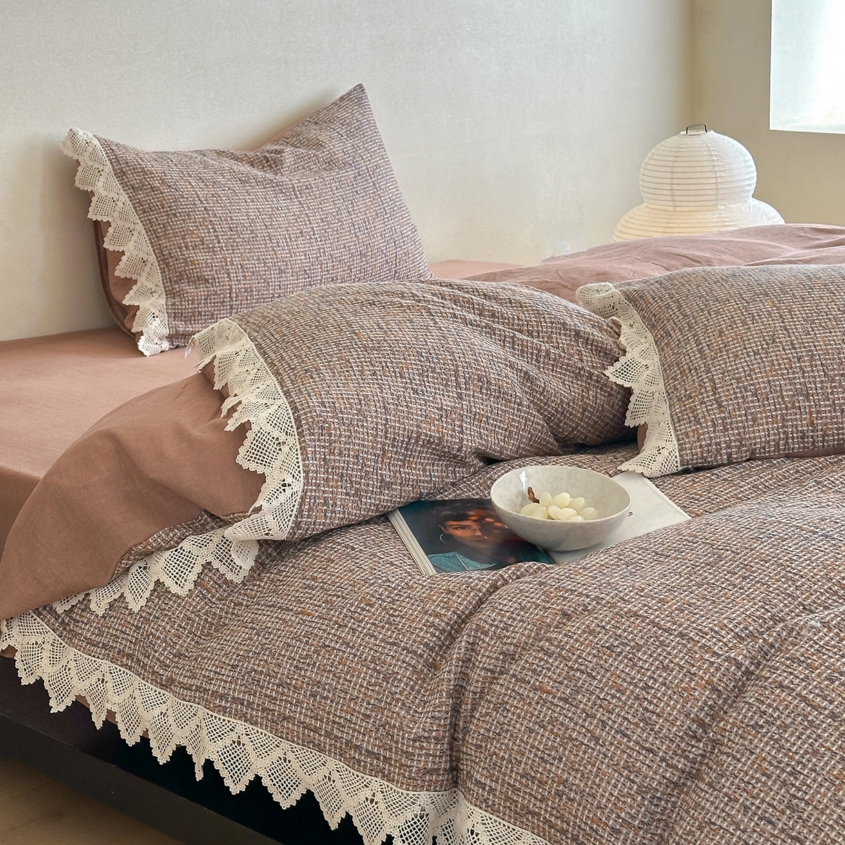 91家纺网 家纺一手货源 找家纺 （总）月夏 2025新款全棉色织华夫格四件套