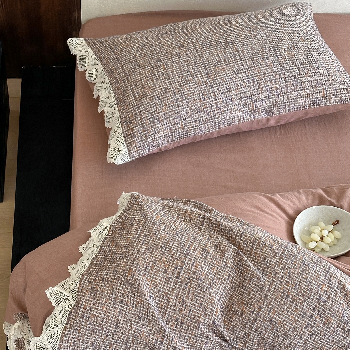 91家纺网 家纺一手货源 找家纺 （总）月夏 2025新款全棉色织华夫格四件套