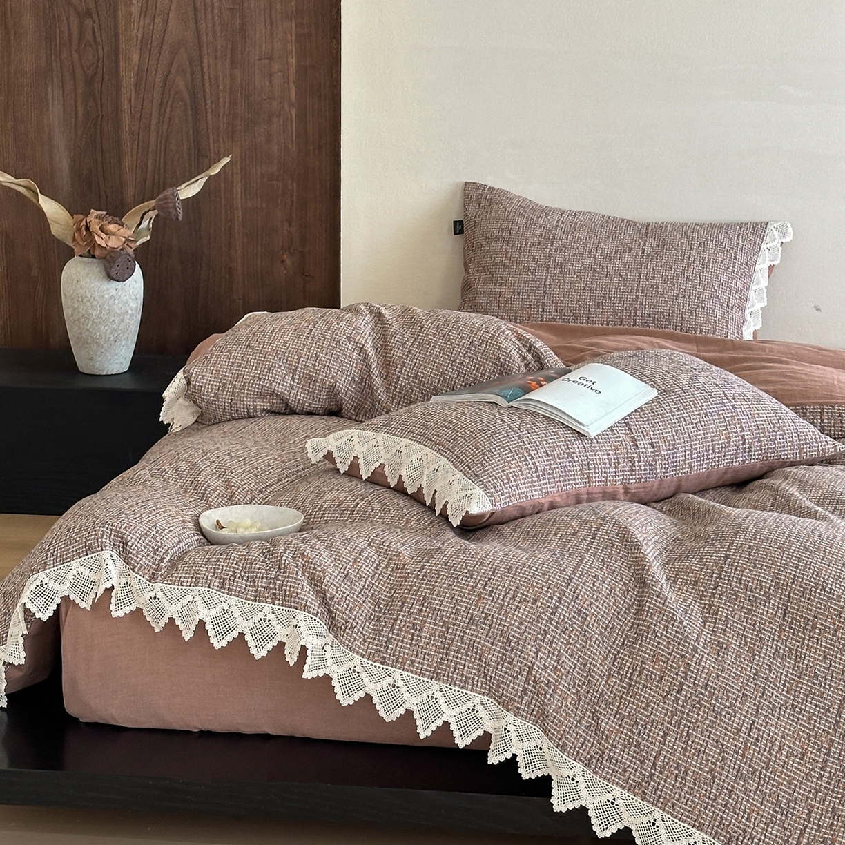 91家纺网 家纺一手货源 找家纺 （总）月夏 2025新款全棉色织华夫格四件套