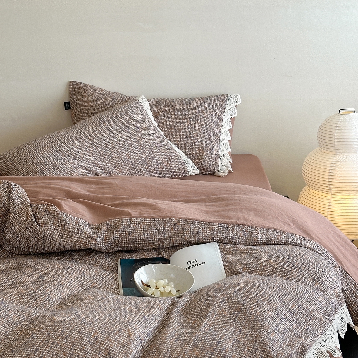 91家纺网 家纺一手货源 找家纺 （总）月夏 2025新款全棉色织华夫格四件套