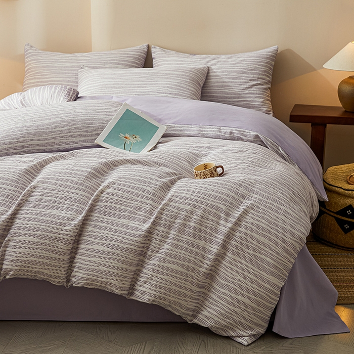 91家纺网 家纺一手货源 找家纺 （总）良品汇馆 2025【纯棉提花三层纱四件套】纯棉磨毛套件民宿床品套件床单