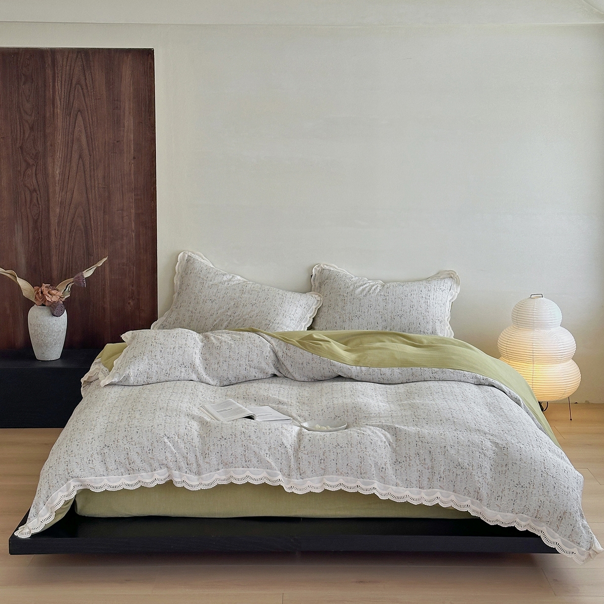 91家纺网 家纺一手货源 找家纺 月夏 2025新款全棉色织四件套-星空点点系列 星空点点-咖色