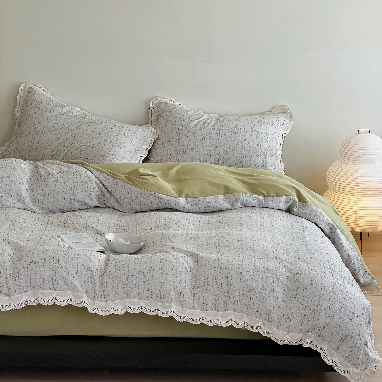 91家纺网 家纺一手货源 找家纺 月夏 2025新款全棉色织四件套-星空点点系列 星空点点-咖色