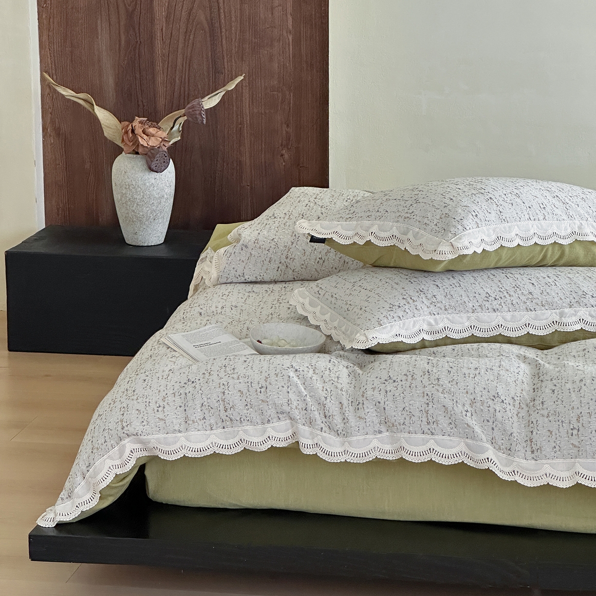 91家纺网 家纺一手货源 找家纺 月夏 2025新款全棉色织四件套-星空点点系列 星空点点-咖色