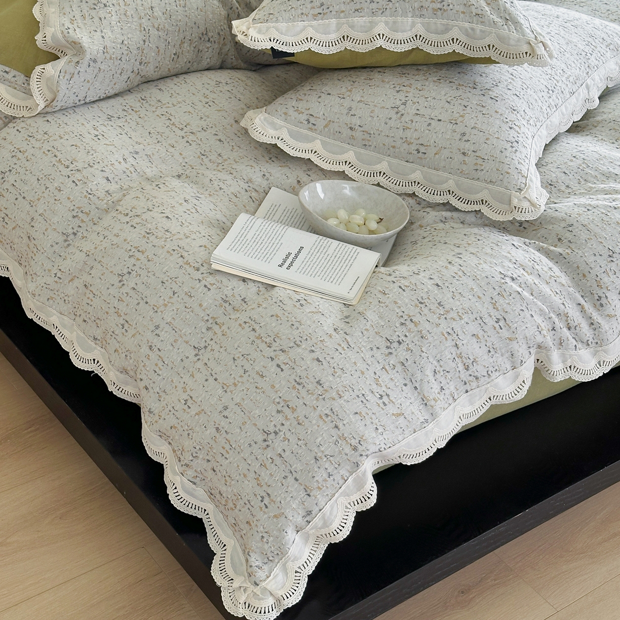 91家纺网 家纺一手货源 找家纺 月夏 2025新款全棉色织四件套-星空点点系列 星空点点-咖色