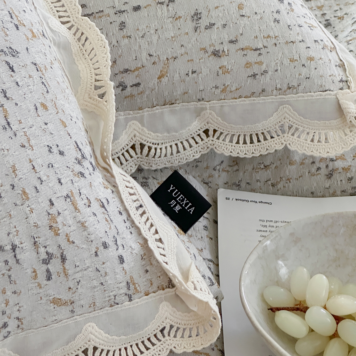 91家纺网 家纺一手货源 找家纺 月夏 2025新款全棉色织四件套-星空点点系列 星空点点-咖色