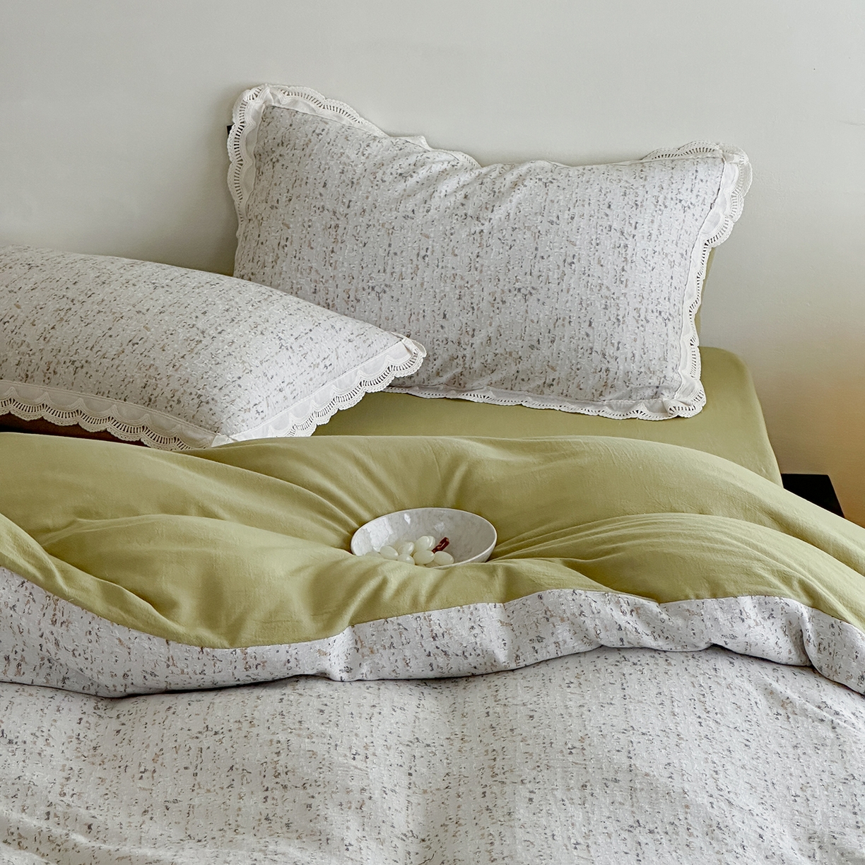 91家纺网 家纺一手货源 找家纺 月夏 2025新款全棉色织四件套-星空点点系列 星空点点-咖色